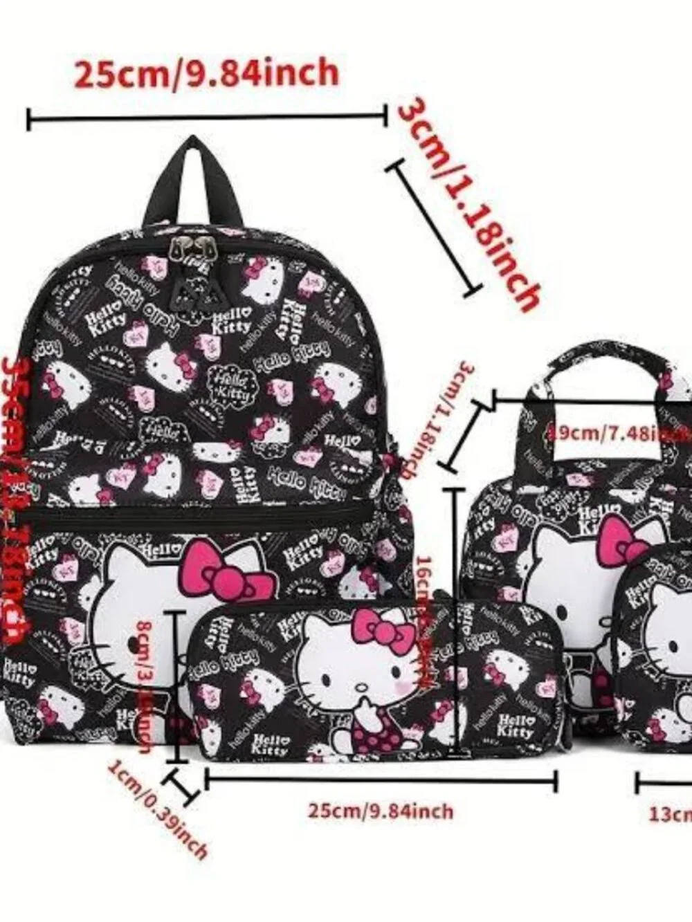 Sanrio Hello Kitty 4-Piece School Backpack Set